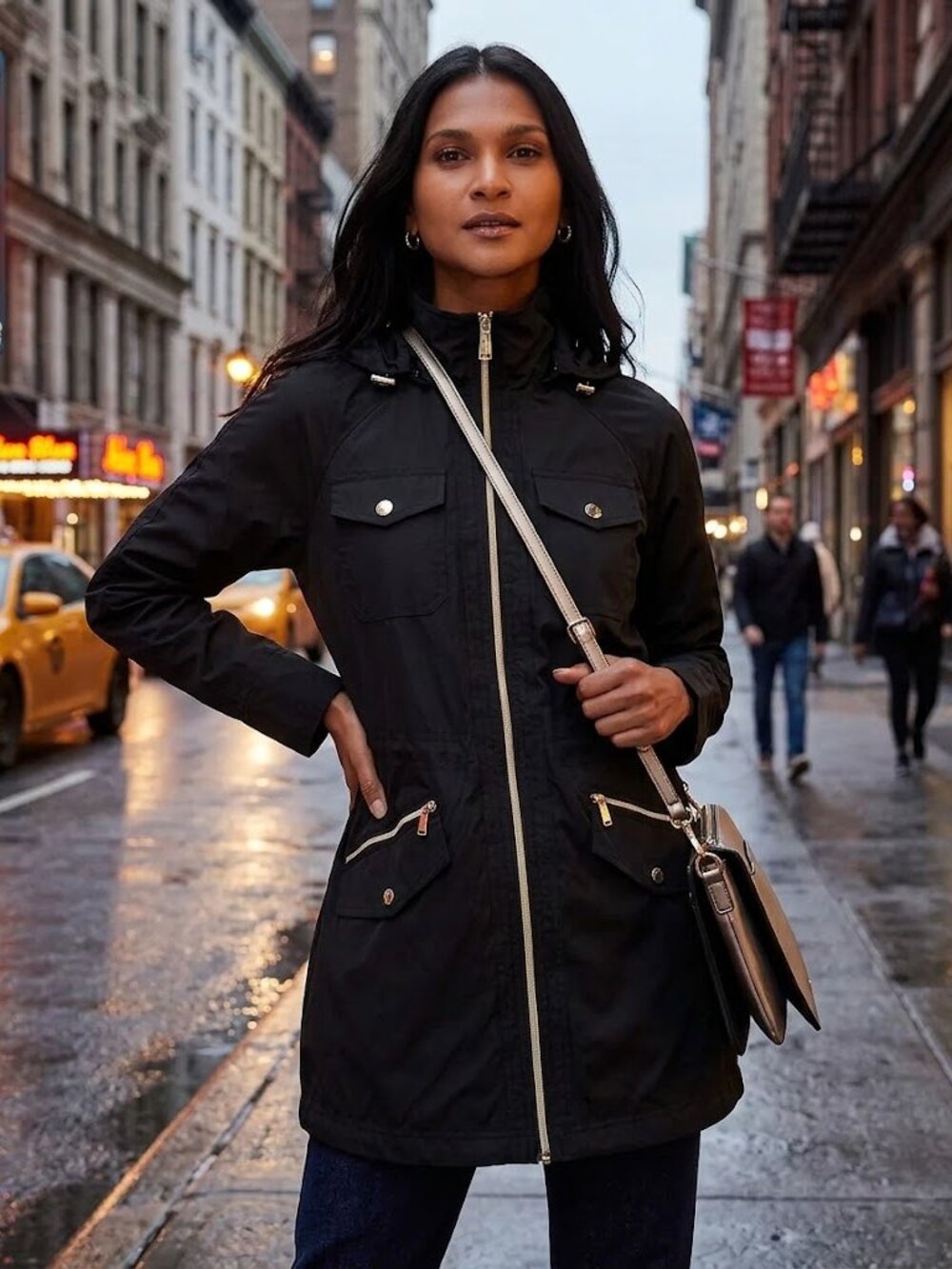 NWT Michael Kors Anorack/Rainwear Black Hooded Jacket M325916T47 Medium